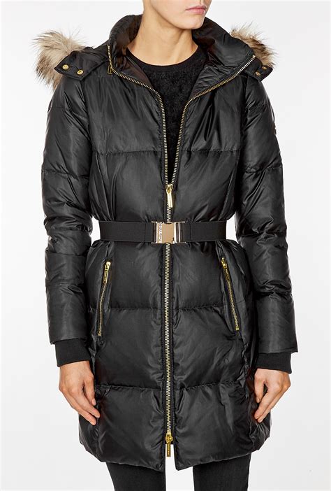 michael kors black coat with fur|Michael Kors black winter coat.